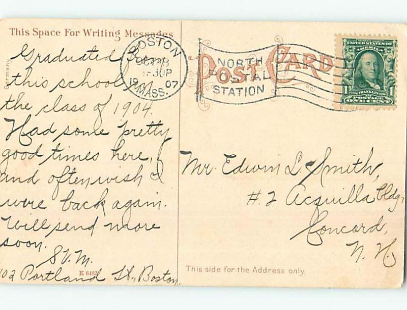 Divided-Back HIGH SCHOOL Somerville Massachusetts MA k0778