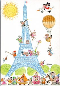 Postcard France Eiffel Tower Centenary  art by Patrick Hamm Rainbow Gustave