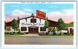 CAMDEN, New Jersey NJ ~ Roadside WEBER'S HOF BRAU Central Airport 1940s Postcard