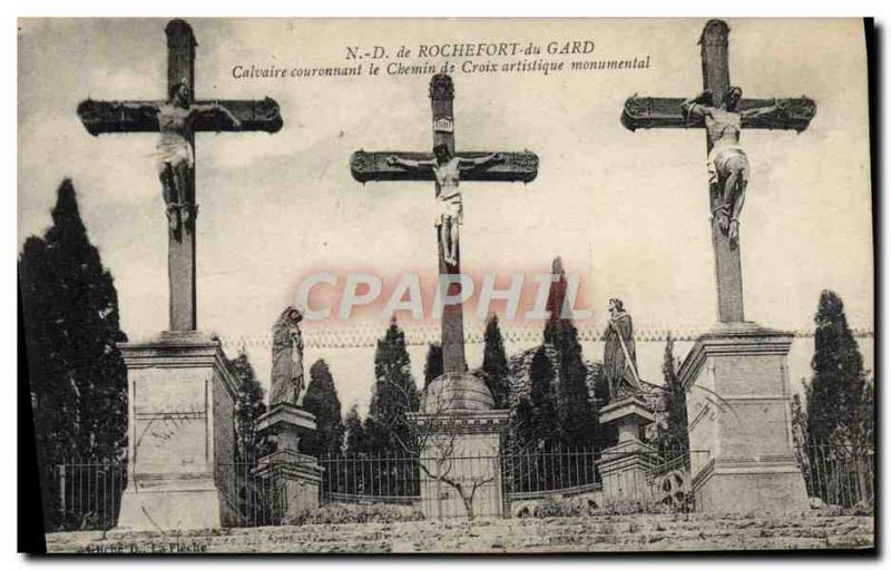 Old Postcard ND Rochefort Du Gard Calvary Crowning The Way of the Cross