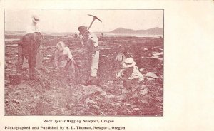 Rock Oyster Digging, Newport, Oregon Lincoln County c1900s Vintage Postcard