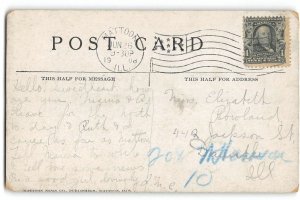 Carnegie Library, Mattoon, Illinois Coles County 1908 Postcard Antique