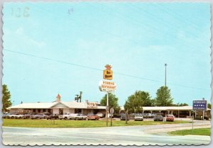 Robbins Restaurant & Best Western Motel Sign Old Cars Vandalia Illinois Postcard