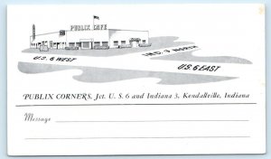 KENDALLVILLE, Indiana IN ~ Roadside PUBLIX CORNERS CAFE Noble County Postcard