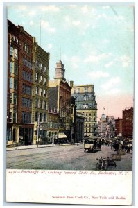 c1905 Exchange St. Looking Toward State Street Road Rochester New York Postcard