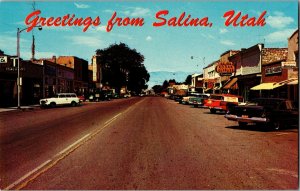 Business District Greetings from Salina UT Vintage Postcard G80 