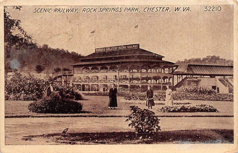 Chester West Virginia Rock Springs Park, Scenic Railway,Sepia Tone Lithograph PC