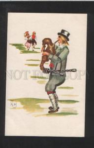 073210 Estonian costumes back-pipe musician Vintage PC