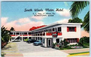 DOWNTOWN MIAMI, Florida  FA   Roadside  SOUTH WINDS MOTOR HOTEL c1950s  Postcard