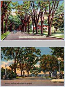 2 Postcards  BURLINGTON, Vermont VT   Residential Section, Batter Park Entrance