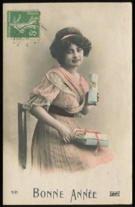 Bonne Annee 1914 Happy New Year postcard. E. Rabus, Paris, publisher. Real photo