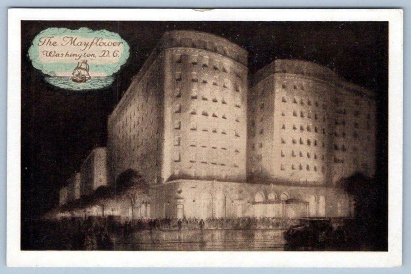 THE MAYFLOWER HOTEL WASHINGTON DC*CONNECTICUT AVE L ST*LUMITONE VINTAGE POSTCARD