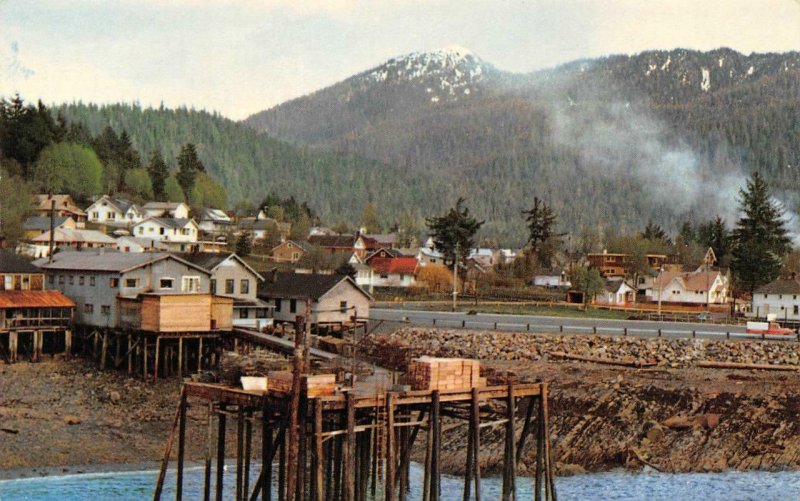 WRANGELL Alaska on the Inside Passage Ferry Dock ca 1950s Vintage Postcard