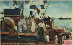 PC CPA SINGAPORE, ARRIVING FOR NEW YEAR SPORTS, Vintage Postcard (b18759)