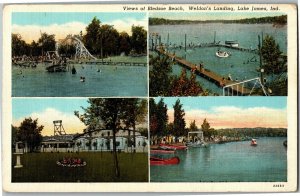 Multi Views Bledsoe Beach, Weldon's Landing, Lake James IN Vintage Postcard R38