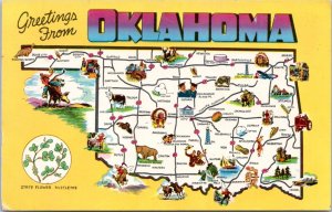 Postcard OK Map - Greetings from Oklahoma