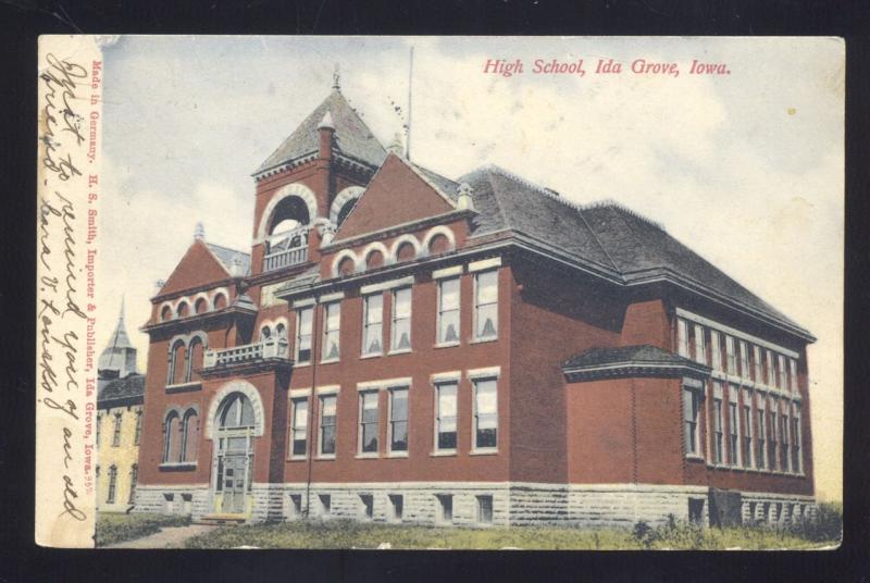 IDA GROVE IOWA HIGH SCHOOL BUILDING ANTIQUE VINTAGE POSTCARD MAYSVILLE MO.