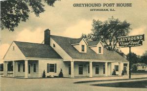 Vintage Postcard Greyhound Post House Restaurant Effingham IL Roadside