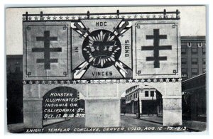 DENVER, CO Colorado ~ KNIGHTS TEMPLAR CONCLAVE Giant Lit Sign 1913 Postcard