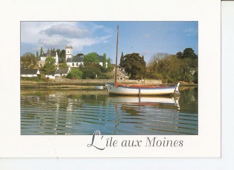 Postal 032904 : Leglise vue du port Miquel. Le Golfe du Morbihan LIle aux Moines