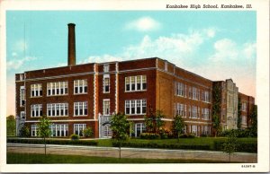 Linen Postcard Kankakee High School in Kankakee, Illinois