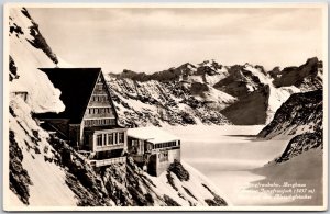 Jangfrauban Berghaus Station Jungfarujoch Switzerland Real Photo RPPC Postcard