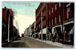 c1910 Union Street Looking West St. John New Brunswick Canada Antique Postcard