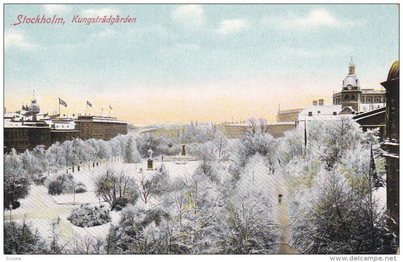 STOCKHOLM, Sweden, 1900-1910's; Kungstradgarden, Winter Scene