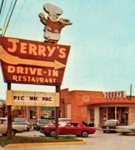 Vintage Jerry's Drive-In Restaurant Burgers Cars Morehead KY Postcard F165
