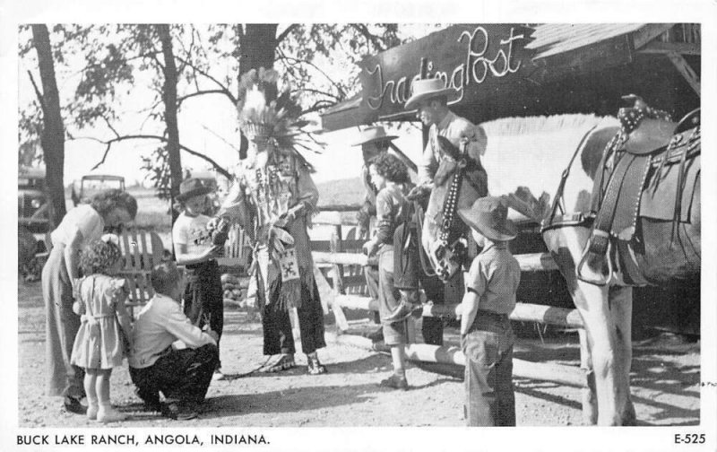 Angola Indiana Buck Lake Ranch B/W Photo Vintage Postcard U3547
