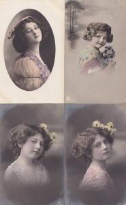 Child Glamour 4x Antique Saxony London Antique Postcard s