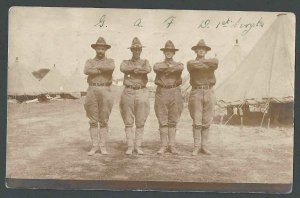 1908 RPPC Four 1st Sergeants Letters G A F D Was Mounted In Album