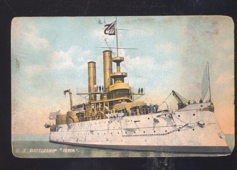 UNITED STATES NAVY BATTLESHIP USS IOWA MILITARY SHIP VINTAGE POSTCARD