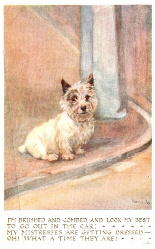 Dog ,   Puppy , artist signed , Florence Joy