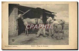 Old Postcard Horse Riding Equestrian Morocco Forge Army fighters TOP