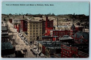 Butte Montana MT Postcard View Of Business District And Mines In Distance