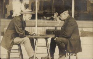 Men Checkers Game Photographer Reflection Store Window Fine Photography RPPC dcn