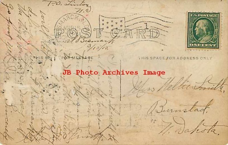 Depot, North Dakota, Bismarck, RPPC, Northern Pacific Railroad, Bird's Eye View