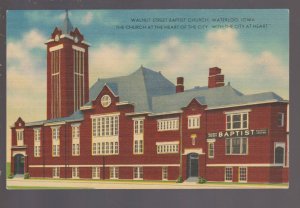 Waterloo IOWA c1940s WALNUT STREET BAPTIST CHURCH Advertising Linen IA