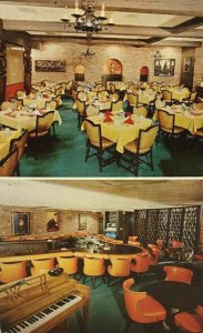 Matador Lounge Sirloin Room Inside Double View Galesburg Illinois Postcard