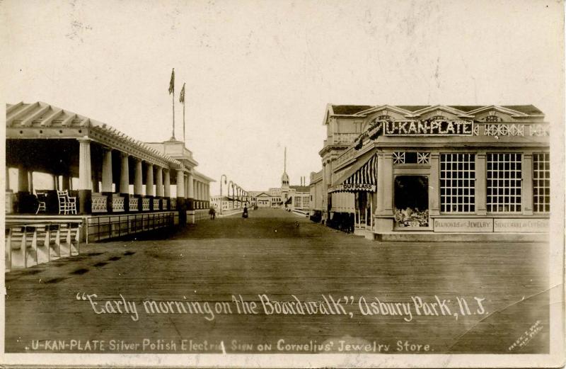 NJ - Asbury Park, 1912. Boardwalk, Cornelius Jewelry Store.   *RPPC