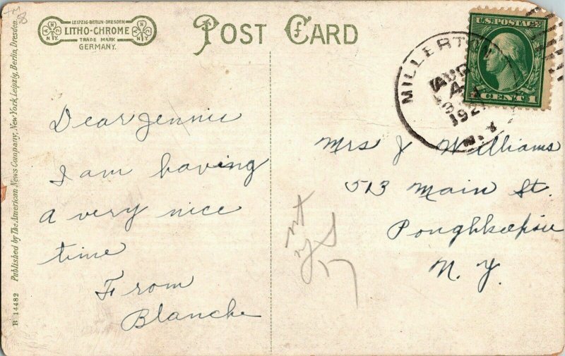 ME Church Millerton New York NY Antique Postcard 1c Washington Stamp Cancel Vtg