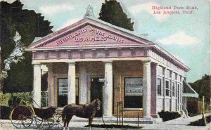 Highland Park Bank Los Angeles California 1910c postmarked 1951 postcard