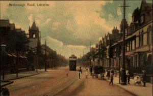 Leicester England Narborough Road Double Decker Bus Trolley c1910 Postcard