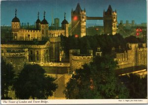 postcard England, UK - The Tower of London and Tower Bridge