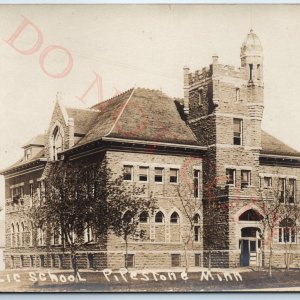 c1900s Pipestone, MN RPPC Public School Castle Real Photo Postcard L. Canedy A84