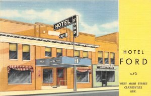 F58/ Clarksville Arkansas Postcard Linen Hotel Ford Café