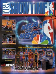 NBA Showtime NBA On NBC Arcade FLYER NOS Original Video Game Basketball Art