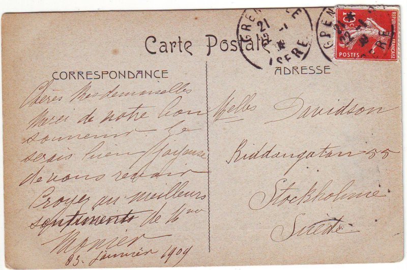 Vintage French Postcard - Pont de l'Hôpital and Chaîne des Alpes, Gren...