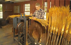 The Broommaker at Work making a broom on his machine, Old Sturbridge Village ...